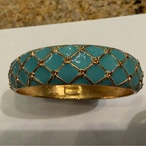 Kate Spade Gold-Tone Turquoise Enamel Lattice Bangle